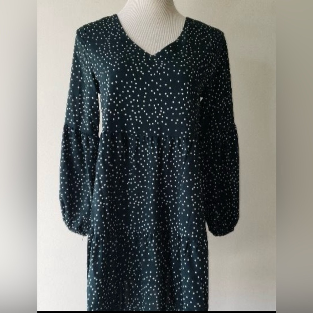 Amoretu Elegant Green Polka Dot Dress S - Picture 3 of 6